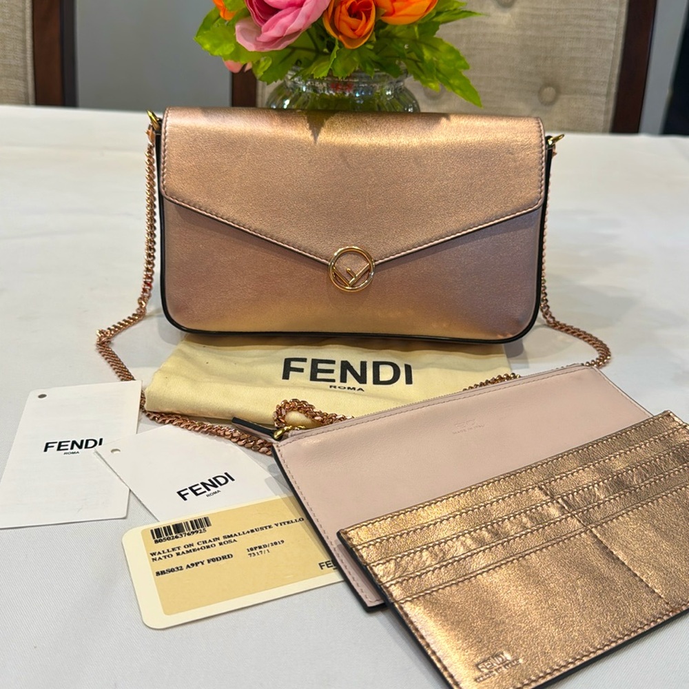 Authentic Fendi Wallet on Chain Vitello Laminato bag